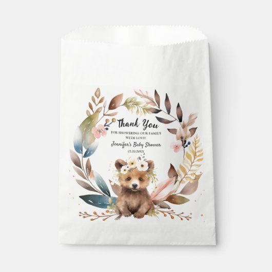 Sachets En Papier Thème de l'ours rustique Baby shower neutre entre (Devant)