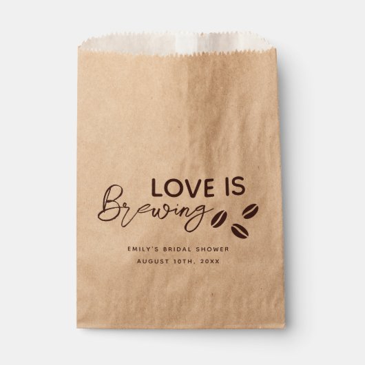 Sachets En Papier Thème de mariage avec café "L'amour est en train d (Devant)
