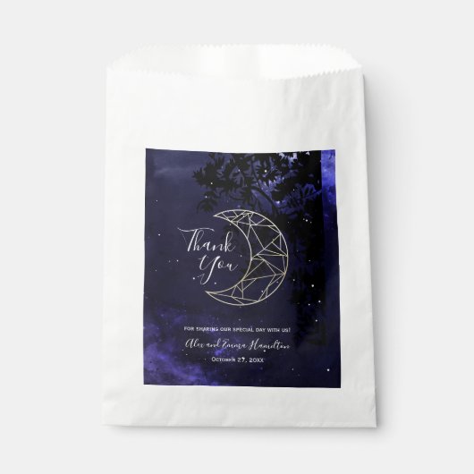 Sachets En Papier Thème Mariage céleste du ciel étoilé et de la lune (Devant)