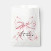 Sachets En Papier Thème Ruban Coquette Rose (Devant)