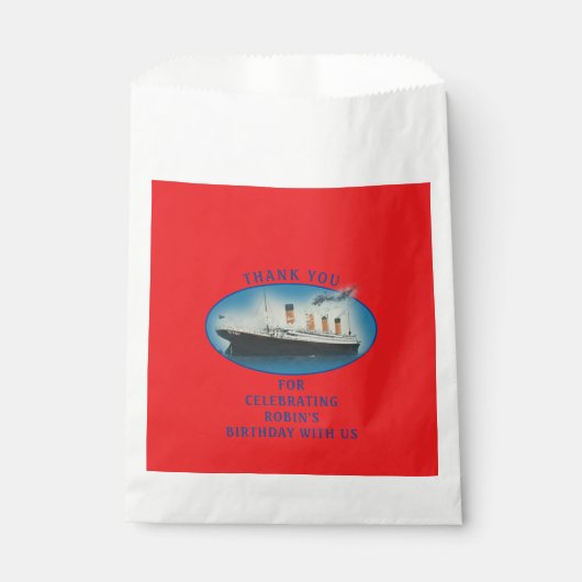 Sachets En Papier Titanic Birthday Red RMS White Star Line Ship (Devant)