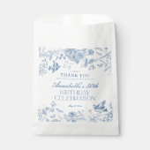 Sachets En Papier Toile Bleue De Jouy Floral Anniversaire Dessert (Devant)