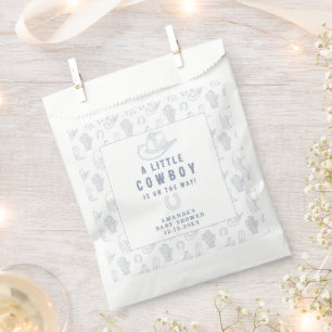 Sachets En Papier Toile de Jouy Bleu Cowboy Occidental Baby Shower