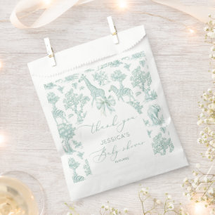 Sachets En Papier Toile Safari Baby shower vert arc Merci