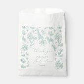 Sachets En Papier Toile Safari Baby shower vert arc Merci (Devant)
