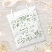 Toile Verte Jouy Vintage Floral Anniversaire Desse