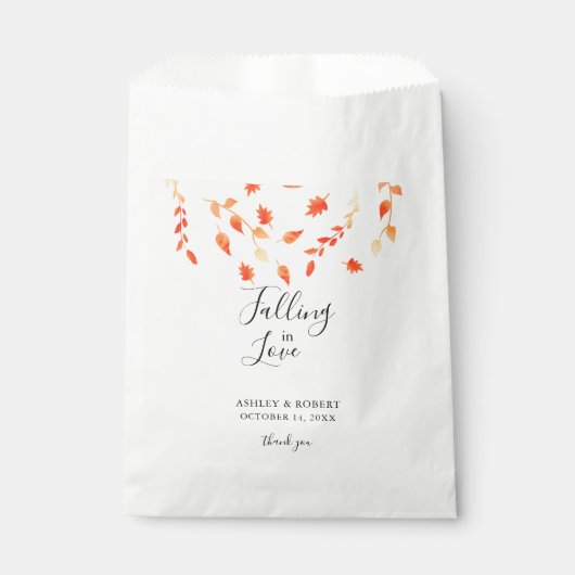 Sachets En Papier Tomber dans l'amour Automne Mariage Folid nuptiale (Devant)