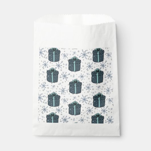 Sachets En Papier Tons bleus Noël présent (Devant)