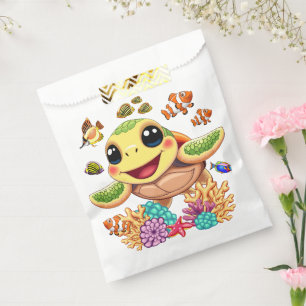 Sachets En Papier Tortue de mer Bébé heureux et mignonne personnage