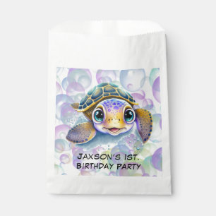 Sachets En Papier Tortue mignonne avec bulles 1er. Fête d'anniversai