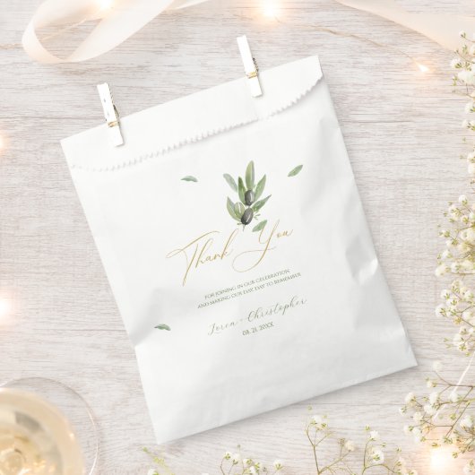 Sachets En Papier Toscane Olivier Feuille Branche Merci (Coupé)