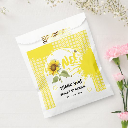 Sachets En Papier Tournesol aquarelle avec papillons 1er anniversair (Scellé)