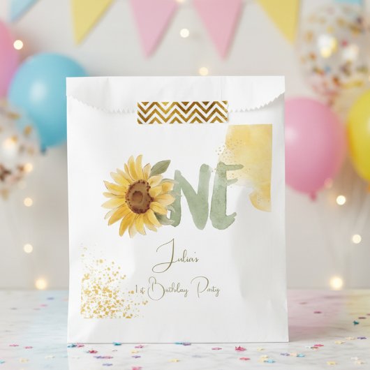 Sachets En Papier Tournesol d'aquarelle premier anniversaire