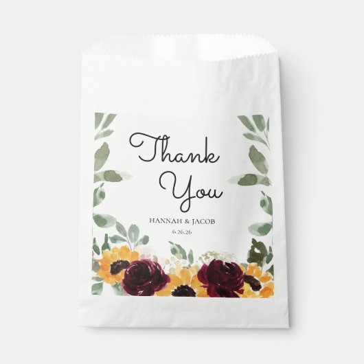Sachets En Papier Tournesol Rose Mariage Événement Merci (Devant)