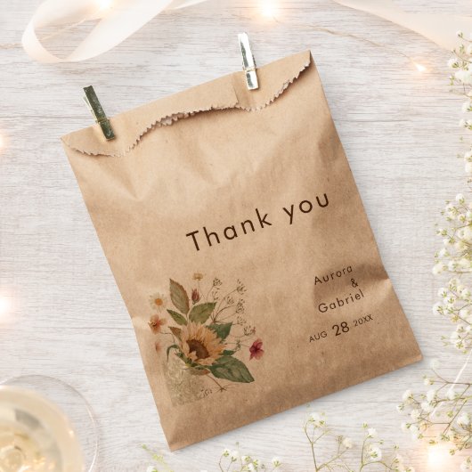 Sachets En Papier Tournesol Rustique Beige moderne mariage Favoriser (Coupé)