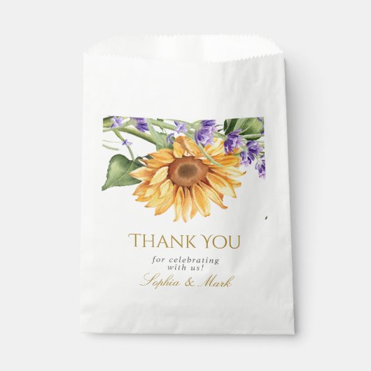 Sachets En Papier Tournesols rustiques et Mariage de lavande (Devant)