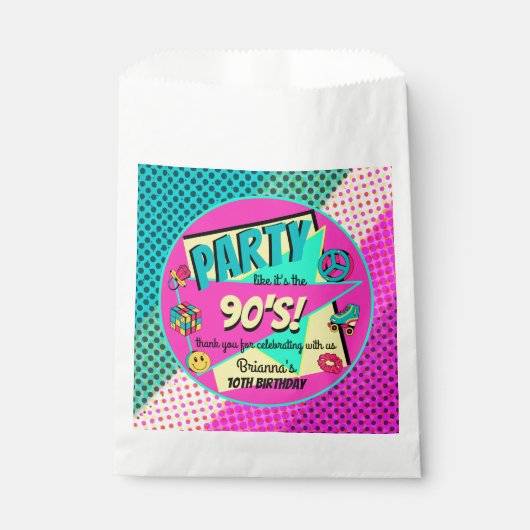 Sachets En Papier TOUT âge 90's rétro fête d'anniversaire merci de f (Devant)