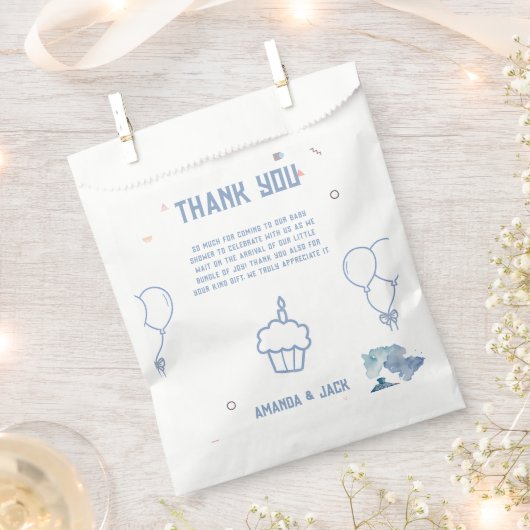Sachets En Papier Train Blue Balloons garçon Baby shower Whimsical (Coupé)