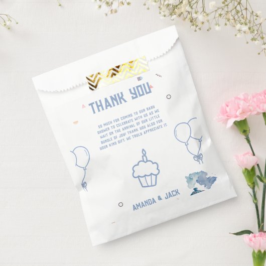 Sachets En Papier Train Blue Balloons garçon Baby shower Whimsical (Scellé)