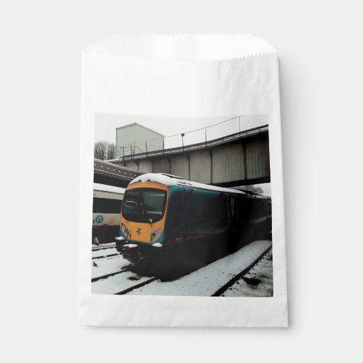 Sachets En Papier Train turquoise et jaune (Devant)