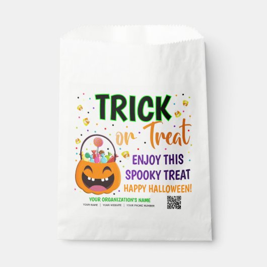 Sachets En Papier Traiter ou traiter Halloween QR Code Treat (Devant)