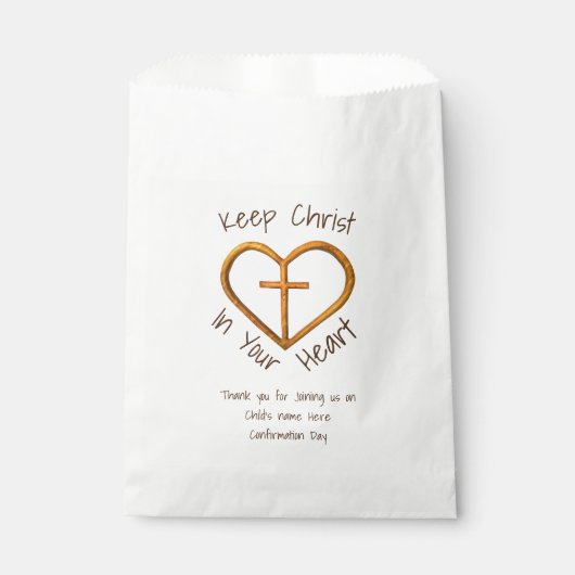 Sachets En Papier Traversez votre coeur Confirmation Événement chrét (Devant)