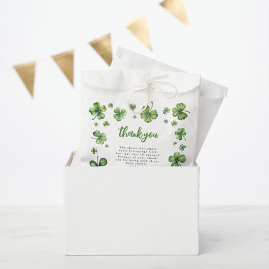 Sachets En Papier Trèfle | Remerciements pour Baby Shower (Fête)