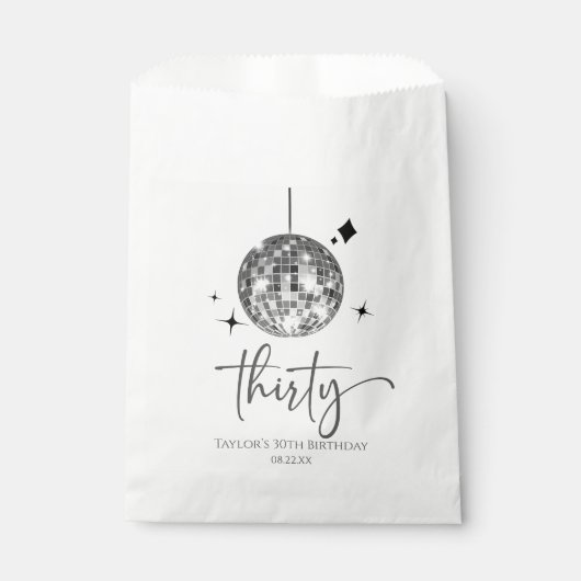 Sachets En Papier Trente Silver Disco Ball 30e fête d'anniversaire (Devant)