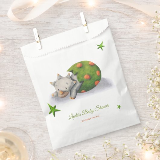Sachets En Papier Tricératops Dinosaur Hatching Baby shower neutre (Coupé)