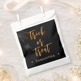 Sachets En Papier Trick or Treat Toile d'araignée Nom personnalisé -