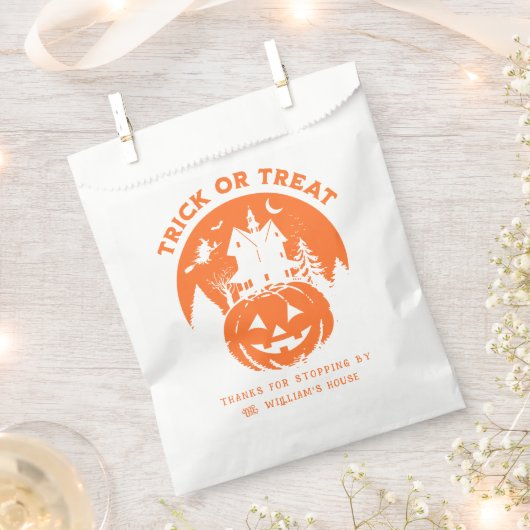 Sachets En Papier Trick Ou Traiter Halloween Maison Hantée Orange (Coupé)