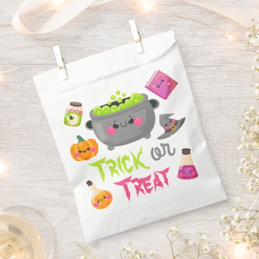 Sachets En Papier Trick ou traiter la sorcière Cauldron Halloween (Coupé)
