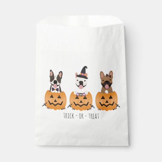 Sachets En Papier Trick Ou Treat French Buldogs Citrouille (Devant)