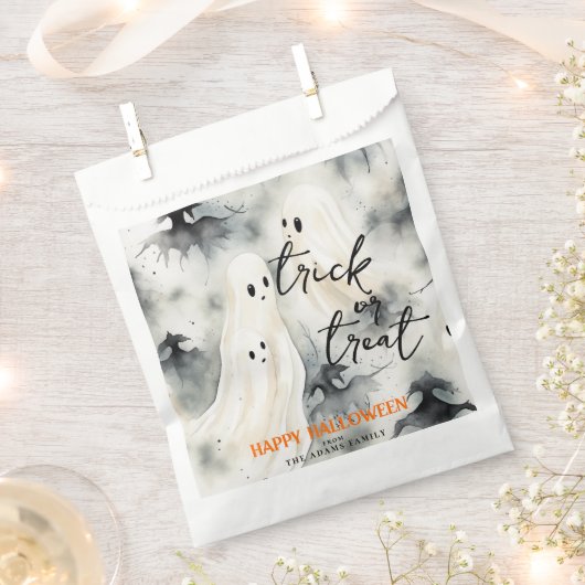 Sachets En Papier Trick Ou Treat Ghosts Personnalisé Halloween Happy (Coupé)