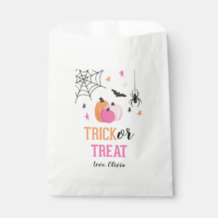 Sachets En Papier Trick ou Treat Halloween rose Citrouilles et araig