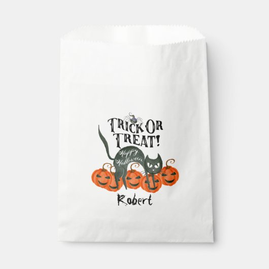 Sachets En Papier tricoter ou traiter heureux halloween fête préféré (Devant)