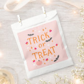 Sachets En Papier Tricoter Ou Traiter L'Halloween Rose (Coupé)