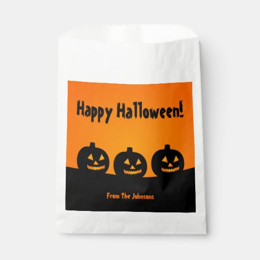 Sachets En Papier Trois Citrouilles Halloween Fête Favoriser les sac (Devant)