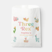 Sachets En Papier Trois Rex Dinosaur 3ème fête d'anniversaire (Devant)
