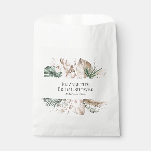 Sachets En Papier Tropical Orchidée et Monstera Baby Shower (Devant)