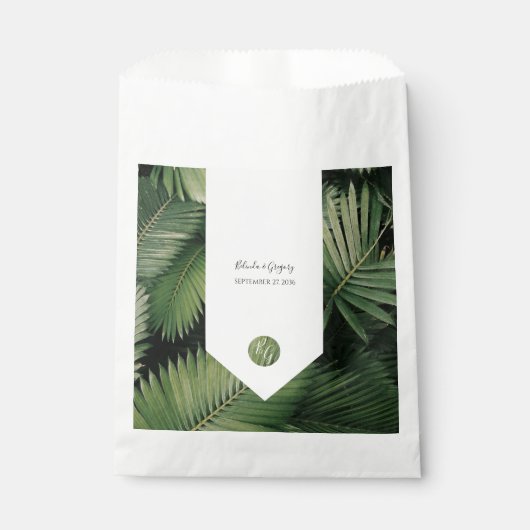 Sachets En Papier Tropical Palm Feuille Mariage de verdure (Devant)