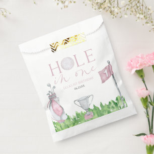 Sachets En Papier Trou en un rose Golf 1er anniversaire