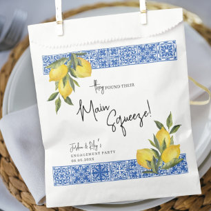 Sachets En Papier Trouvé Main Squeeze Lemon & Blue Tile Fiançailles