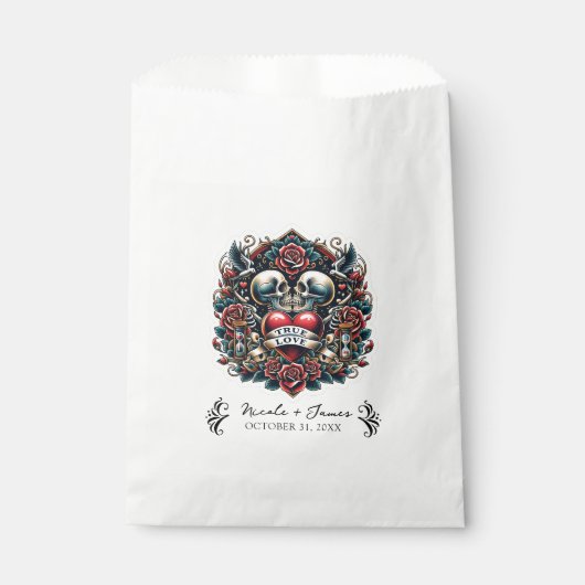 Sachets En Papier True Love Skeleton Heart Tattoo Mariage (Devant)