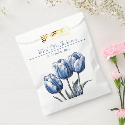 Sachets En Papier Tulipes dans Delft Blue personnalisable (Scellé)