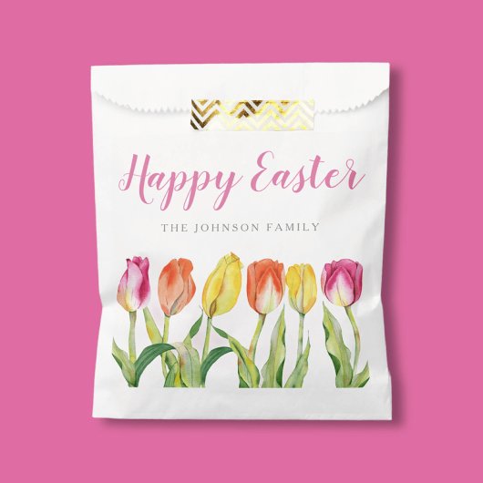 Sachets En Papier Tulipes florales colorées Joyeuses Pâques