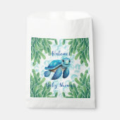 Sachets En Papier Turquoise Blue Sea Turtle Seaweed Boy Baby shower (Devant)