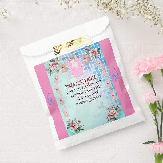 Sachets En Papier Turquoise moderne Boho Floral Élégant bébé fille d (Scellé)