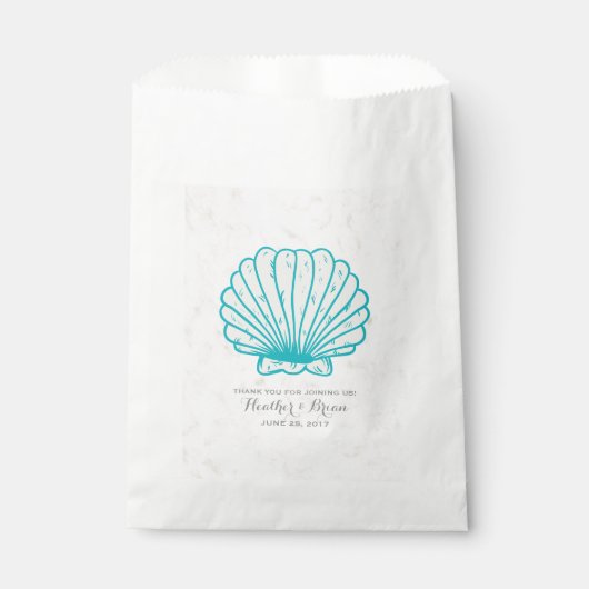 Sachets En Papier Turquoise Rustic Seashell Mariage (Devant)
