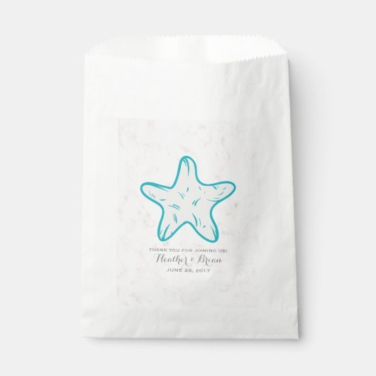 Sachets En Papier Turquoise Rustic Starfish Mariage (Devant)
